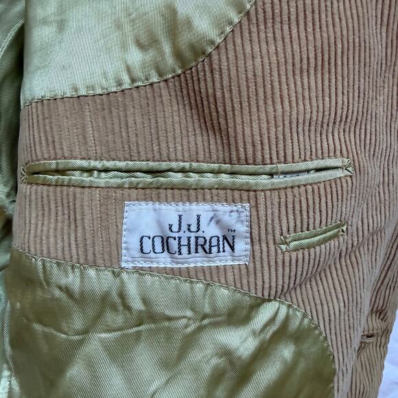 JJ Cochran Corduroy Blazer w/ Suede Elbow Patches, Tan, EUC, est. size XL - Picture 2 of 8